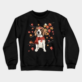 Maple Dog Leaf Fall Hello Autumn Funny Beagle Lover Crewneck Sweatshirt